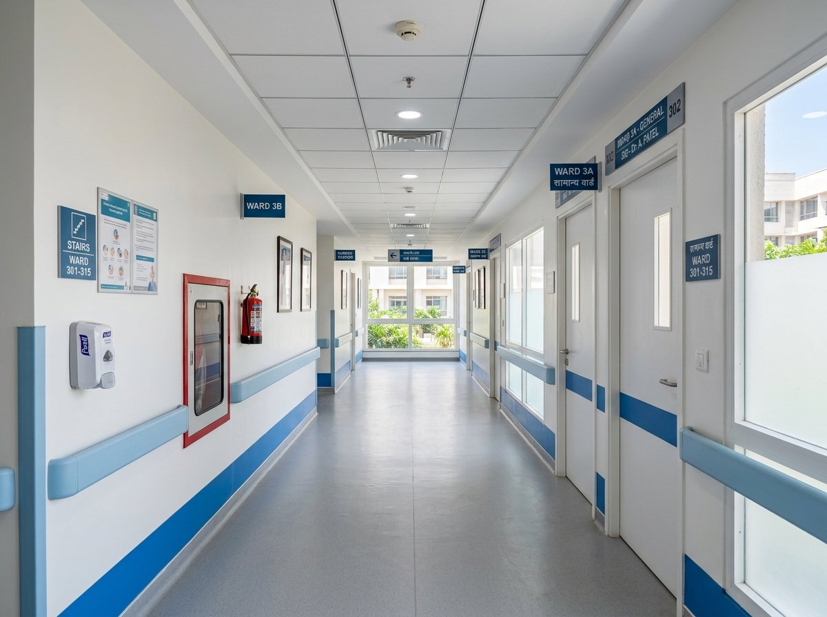 Modern hospital corridor